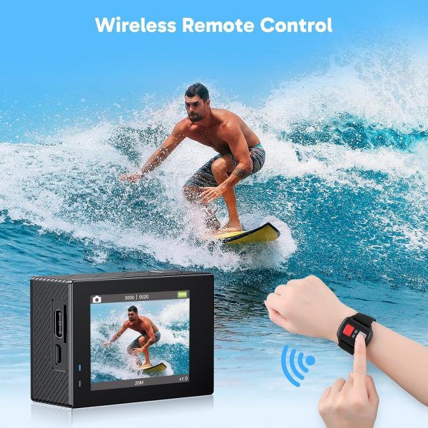 AKASO Brave 4 Action Camera with Waterproof Floating Hand Grip and Carry Bag Bundle - 4K30 20MP Ultra Hd EIS 131ft Underwater Camera 5xZoom Dual Screen with Helmet and Bicycle Accessories Kit - Image 6