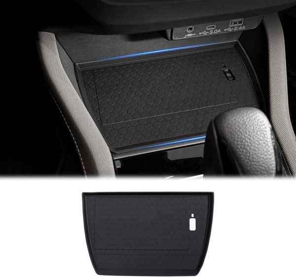 JKCOVER Center Console Wireless Charging Protective Non-Slip Mat Compatible with 2025 Subaru Forester Interior Accessories Waterproof Silicone Protection Pad Black