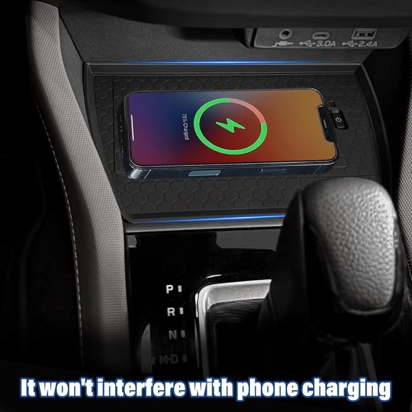 JKCOVER Center Console Wireless Charging Protective Non-Slip Mat Compatible with 2025 Subaru Forester Interior Accessories Waterproof Silicone Protection Pad Black - Image 2