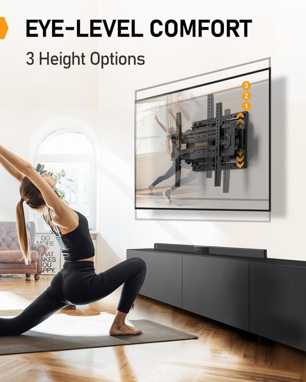 Perlegear Full Motion TV Mount for 32-65 Inch TVs up to 99 lbs, Max VESA 400x400mm, Fits 16”/12” Wood Studs, Height Adjustable Pre-Assembled TV Wall Mount, Tool-Free Tilt, Swivel & Extension, PGMF21 - Image 5