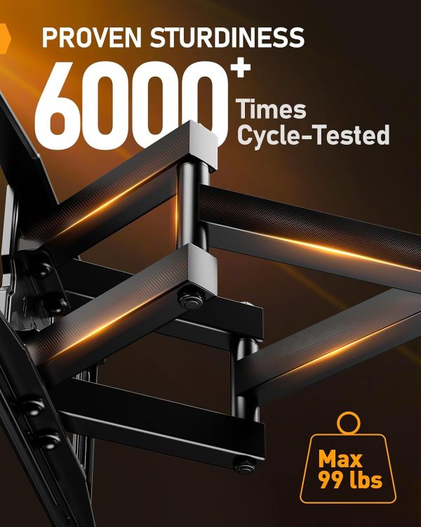 Perlegear Full Motion TV Mount for 32-65 Inch TVs up to 99 lbs, Max VESA 400x400mm, Fits 16”/12” Wood Studs, Height Adjustable Pre-Assembled TV Wall Mount, Tool-Free Tilt, Swivel & Extension, PGMF21 - Image 6