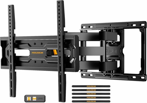 Perlegear Full Motion TV Mount for 32-65 Inch TVs up to 99 lbs, Max VESA 400x400mm, Fits 16”/12” Wood Studs, Height Adjustable Pre-Assembled TV Wall Mount, Tool-Free Tilt, Swivel & Extension, PGMF21 - Image 9