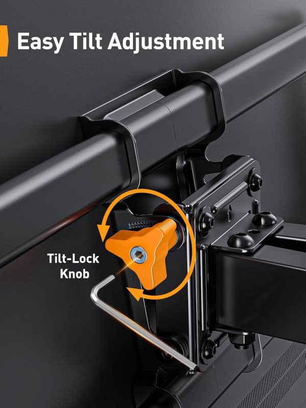 Perlegear UL Listed Full Motion TV Wall Mount for 42-85 inch TVs up to 132 lbs, TV Mount with Dual Articulating Arms, Tool-Free Tilt, Swivel, Extension, Leveling, Max VESA 600x400mm, 16" Studs, PGLF8 - Image 4