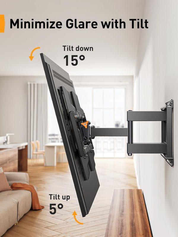 Perlegear UL Listed Full Motion TV Wall Mount for 42-85 inch TVs up to 132 lbs, TV Mount with Dual Articulating Arms, Tool-Free Tilt, Swivel, Extension, Leveling, Max VESA 600x400mm, 16" Studs, PGLF8 - Image 5