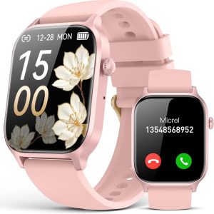 Smart Watch for Men Women- Answer/Make Call, 2025 IP68 Waterproof Fitness Tracker Watch with Sleep Monitor Step Counter Activity Smartwatch for Andriod iOS Phones (Pink, 1.83)