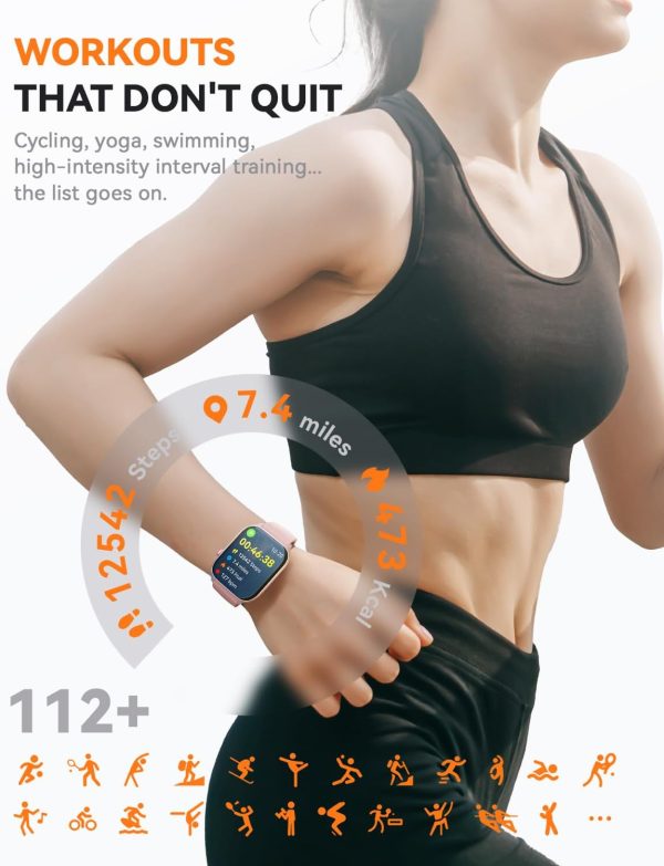 Smart Watch for Men Women- Answer/Make Call, 2025 IP68 Waterproof Fitness Tracker Watch with Sleep Monitor Step Counter Activity Smartwatch for Andriod iOS Phones (Pink, 1.83) - Image 3