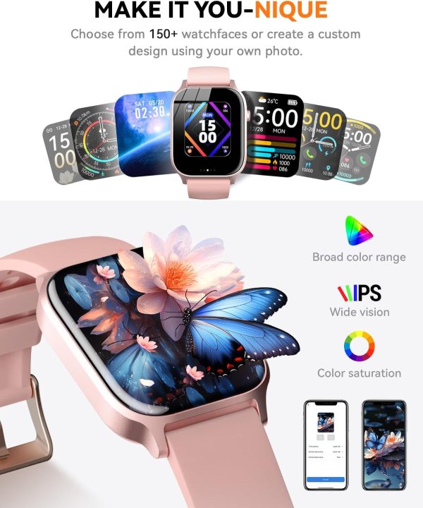 Smart Watch for Men Women- Answer/Make Call, 2025 IP68 Waterproof Fitness Tracker Watch with Sleep Monitor Step Counter Activity Smartwatch for Andriod iOS Phones (Pink, 1.83) - Image 4