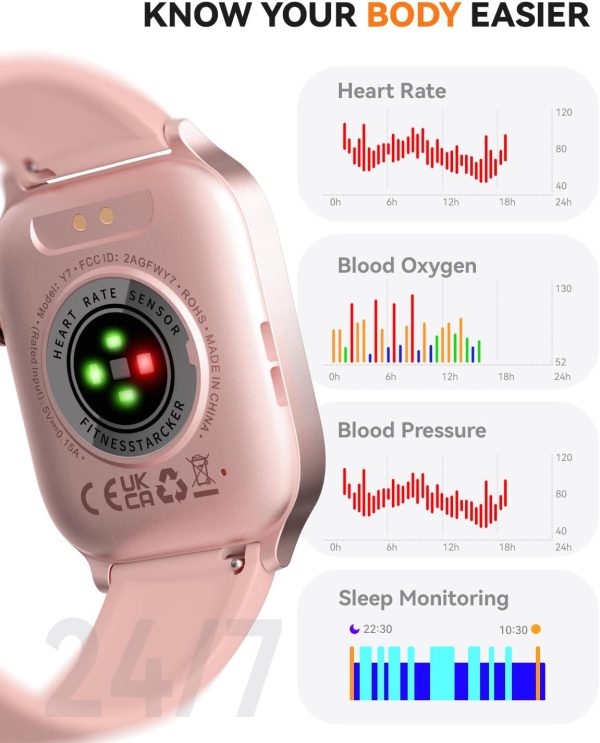 Smart Watch for Men Women- Answer/Make Call, 2025 IP68 Waterproof Fitness Tracker Watch with Sleep Monitor Step Counter Activity Smartwatch for Andriod iOS Phones (Pink, 1.83) - Image 5