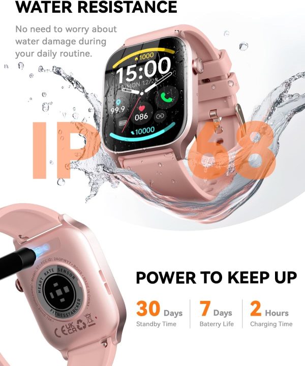 Smart Watch for Men Women- Answer/Make Call, 2025 IP68 Waterproof Fitness Tracker Watch with Sleep Monitor Step Counter Activity Smartwatch for Andriod iOS Phones (Pink, 1.83) - Image 6