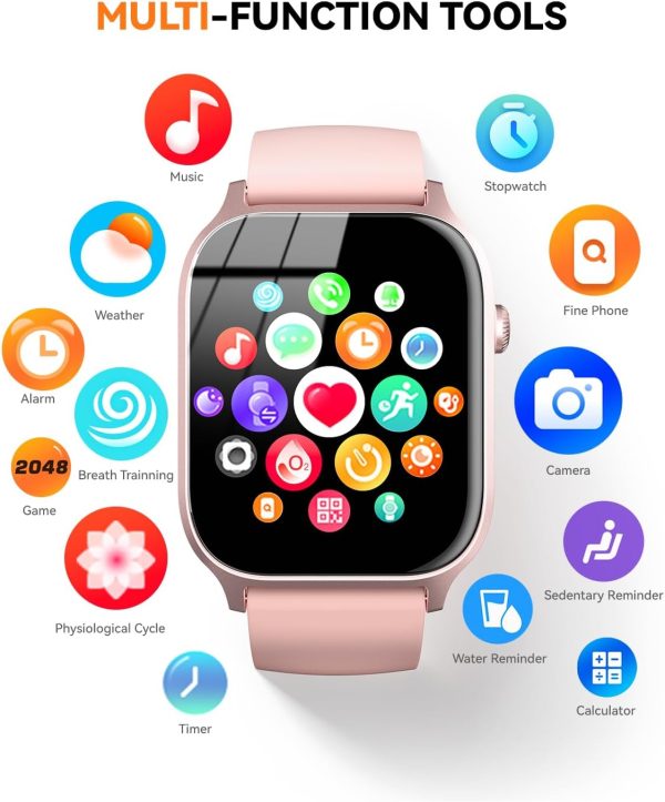 Smart Watch for Men Women- Answer/Make Call, 2025 IP68 Waterproof Fitness Tracker Watch with Sleep Monitor Step Counter Activity Smartwatch for Andriod iOS Phones (Pink, 1.83) - Image 7